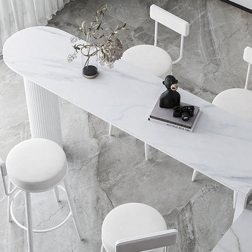 Stone Double Pedestal Counter Wine Table Modern Indoor Bar/Dinette Table Clearhalo 'Bar Furniture' 'Bar Tables' 'bar_tables' 'furn' 'furn_bar_tables' 'Furniture' 'furniture_bar_tables' 'Kitchen & Dining Furniture' 4544392