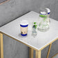 Contemporary Stone Trestle Counter Table Bistro Bar Height Cocktail Table in Gold Clearhalo 'Bar Furniture' 'Bar Tables' 'bar_tables' 'furn' 'furn_bar_tables' 'Furniture' 'furniture_bar_tables' 'Kitchen & Dining Furniture' 4544404
