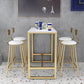 Contemporary Stone Trestle Counter Table Bistro Bar Height Cocktail Table in Gold Clearhalo 'Bar Furniture' 'Bar Tables' 'bar_tables' 'furn' 'furn_bar_tables' 'Furniture' 'furniture_bar_tables' 'Kitchen & Dining Furniture' 4544408