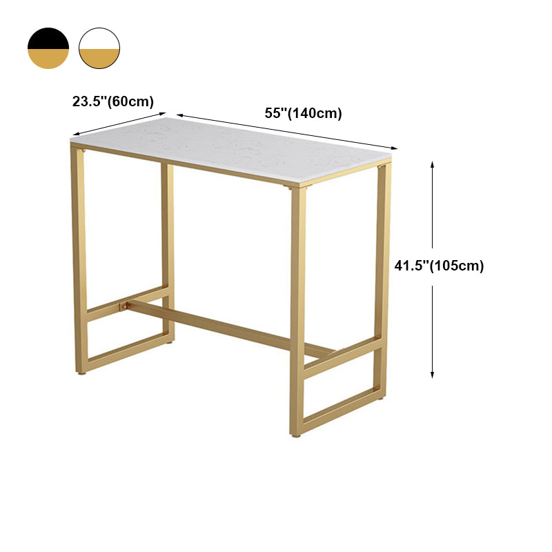 Contemporary Stone Trestle Counter Table Bistro Bar Height Cocktail Table in Gold Clearhalo 'Bar Furniture' 'Bar Tables' 'bar_tables' 'furn' 'furn_bar_tables' 'Furniture' 'furniture_bar_tables' 'Kitchen & Dining Furniture' 4544418