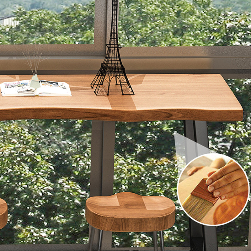 Brown Modern Style Table Solid Wood and Iron Balcony Bar Table Clearhalo 'Bar Furniture' 'Bar Tables' 'bar_tables' 'furn' 'furn_bar_tables' 'Furniture' 'furniture_bar_tables' 'Kitchen & Dining Furniture' 4544431