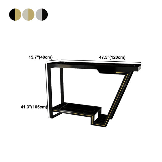 Modern Marble Pub Table with Rectangle Table Top Trestle Table - 42" H Clearhalo 'Bar Furniture' 'Bar Tables' 'bar_tables' 'furn' 'furn_bar_tables' 'Furniture' 'furniture_bar_tables' 'Kitchen & Dining Furniture' 4544446