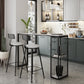 Modern White Marble Table with Rectangle Table Top Double Pedestal Table - 42" H 55.1"L x 15.7"W x 41.3"H Without Chairs Clearhalo 'Bar Furniture' 'Bar Tables' 'bar_tables' 'furn' 'furn_bar_tables' 'Furniture' 'furniture_bar_tables' 'Kitchen & Dining Furniture' 4544461