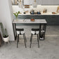 Modern White Marble Table with Rectangle Table Top Double Pedestal Table - 42" H 47.2"L x 15.7"W x 41.3"H Without Chairs Clearhalo 'Bar Furniture' 'Bar Tables' 'bar_tables' 'furn' 'furn_bar_tables' 'Furniture' 'furniture_bar_tables' 'Kitchen & Dining Furniture' 4544463