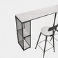 Modern White Marble Table with Rectangle Table Top Double Pedestal Table - 42" H Clearhalo 'Bar Furniture' 'Bar Tables' 'bar_tables' 'furn' 'furn_bar_tables' 'Furniture' 'furniture_bar_tables' 'Kitchen & Dining Furniture' 4544468