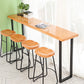 Brown Modern Style Bar Table Solid Wood and Iron Indoor Bar Table 110.2"L x 15.7"W x 41.3"H Brown Without Chairs Clearhalo 'Bar Furniture' 'Bar Tables' 'bar_tables' 'furn' 'furn_bar_tables' 'Furniture' 'furniture_bar_tables' 'Kitchen & Dining Furniture' 4544475