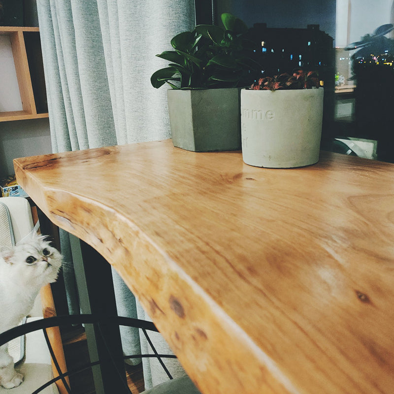 Brown Modern Style Table Solid Wood and Iron Milk Tea Shop Bar Table Clearhalo 'Bar Furniture' 'Bar Tables' 'bar_tables' 'furn' 'furn_bar_tables' 'Furniture' 'furniture_bar_tables' 'Kitchen & Dining Furniture' 4544496