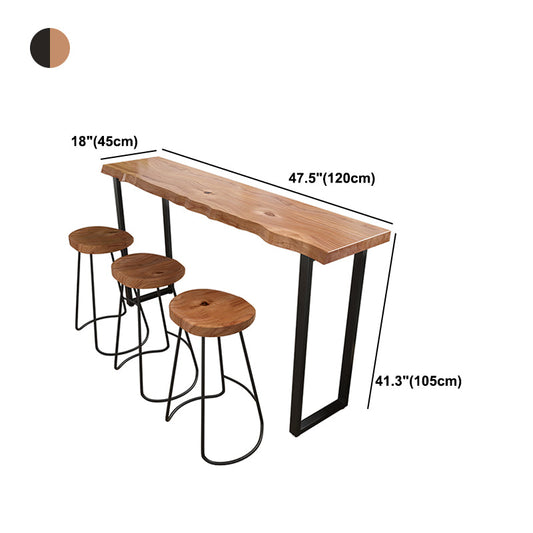 Brown Modern Style Table Solid Wood and Iron Milk Tea Shop Bar Table Clearhalo 'Bar Furniture' 'Bar Tables' 'bar_tables' 'furn' 'furn_bar_tables' 'Furniture' 'furniture_bar_tables' 'Kitchen & Dining Furniture' 4544502