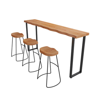 Brown Modern Style Table Solid Wood and Iron Coffee Shop Bar Table Without Chairs Clearhalo 'Bar Furniture' 'Bar Tables' 'bar_tables' 'furn' 'furn_bar_tables' 'Furniture' 'furniture_bar_tables' 'Kitchen & Dining Furniture' 4544524