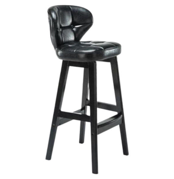 Modern Armless Backrest Counter Stool Wood Study Bar Stool with Leather Cushion and Pedal Black Black 1 Piece Clearhalo 'Bar Furniture' 'Bar Stools' 'bar_stools' 'furn' 'furn_bar_stools' 'furniture_bar_stools' 'Kitchen & Dining Furniture' 'kitchen&dining_furn' 'kitchen' 'kitchen_furn' Furniture' 4544556