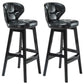 Modern Armless Backrest Counter Stool Wood Study Bar Stool with Leather Cushion and Pedal Black Black 2 Piece Set Clearhalo 'Bar Furniture' 'Bar Stools' 'bar_stools' 'furn' 'furn_bar_stools' 'furniture_bar_stools' 'Kitchen & Dining Furniture' 'kitchen&dining_furn' 'kitchen' 'kitchen_furn' Furniture' 4544557