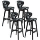 Modern Armless Backrest Counter Stool Wood Study Bar Stool with Leather Cushion and Pedal Black Black 4 Piece Set Clearhalo 'Bar Furniture' 'Bar Stools' 'bar_stools' 'furn' 'furn_bar_stools' 'furniture_bar_stools' 'Kitchen & Dining Furniture' 'kitchen&dining_furn' 'kitchen' 'kitchen_furn' Furniture' 4544559