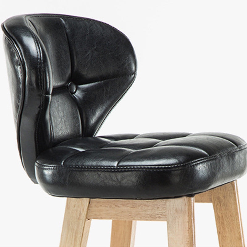 Modern Armless Backrest Counter Stool Wood Study Bar Stool with Leather Cushion and Pedal Clearhalo 'Bar Furniture' 'Bar Stools' 'bar_stools' 'furn' 'furn_bar_stools' 'furniture_bar_stools' 'Kitchen & Dining Furniture' 'kitchen&dining_furn' 'kitchen' 'kitchen_furn' Furniture' 4544561