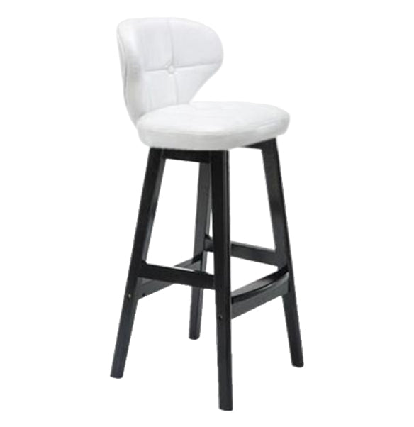 Modern Armless Backrest Counter Stool Wood Study Bar Stool with Leather Cushion and Pedal White Black 1 Piece Clearhalo 'Bar Furniture' 'Bar Stools' 'bar_stools' 'furn' 'furn_bar_stools' 'furniture_bar_stools' 'Kitchen & Dining Furniture' 'kitchen&dining_furn' 'kitchen' 'kitchen_furn' Furniture' 4544562