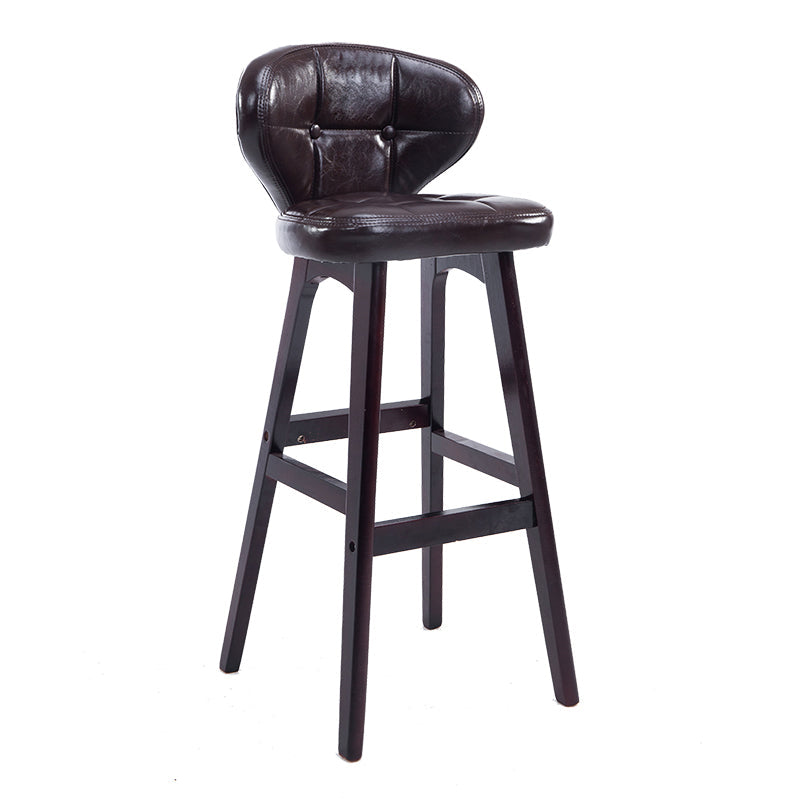 Modern Armless Backrest Counter Stool Wood Study Bar Stool with Leather Cushion and Pedal Clearhalo 'Bar Furniture' 'Bar Stools' 'bar_stools' 'furn' 'furn_bar_stools' 'furniture_bar_stools' 'Kitchen & Dining Furniture' 'kitchen&dining_furn' 'kitchen' 'kitchen_furn' Furniture' 4544563