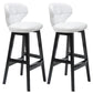 Modern Armless Backrest Counter Stool Wood Study Bar Stool with Leather Cushion and Pedal White Black 2 Piece Set Clearhalo 'Bar Furniture' 'Bar Stools' 'bar_stools' 'furn' 'furn_bar_stools' 'furniture_bar_stools' 'Kitchen & Dining Furniture' 'kitchen&dining_furn' 'kitchen' 'kitchen_furn' Furniture' 4544564
