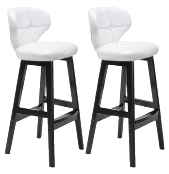 Modern Armless Backrest Counter Stool Wood Study Bar Stool with Leather Cushion and Pedal White Black 2 Piece Set Clearhalo 'Bar Furniture' 'Bar Stools' 'bar_stools' 'furn' 'furn_bar_stools' 'furniture_bar_stools' 'Kitchen & Dining Furniture' 'kitchen&dining_furn' 'kitchen' 'kitchen_furn' Furniture' 4544564