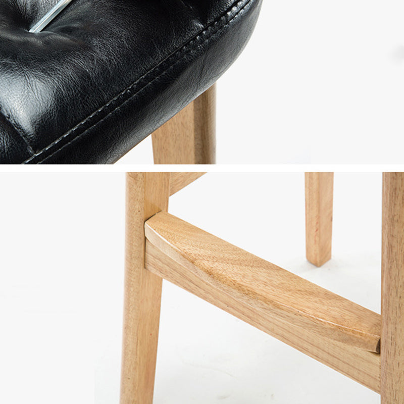 Modern Armless Backrest Counter Stool Wood Study Bar Stool with Leather Cushion and Pedal Clearhalo 'Bar Furniture' 'Bar Stools' 'bar_stools' 'furn' 'furn_bar_stools' 'furniture_bar_stools' 'Kitchen & Dining Furniture' 'kitchen&dining_furn' 'kitchen' 'kitchen_furn' Furniture' 4544565