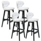 Modern Armless Backrest Counter Stool Wood Study Bar Stool with Leather Cushion and Pedal White Black 4 Piece Set Clearhalo 'Bar Furniture' 'Bar Stools' 'bar_stools' 'furn' 'furn_bar_stools' 'furniture_bar_stools' 'Kitchen & Dining Furniture' 'kitchen&dining_furn' 'kitchen' 'kitchen_furn' Furniture' 4544566