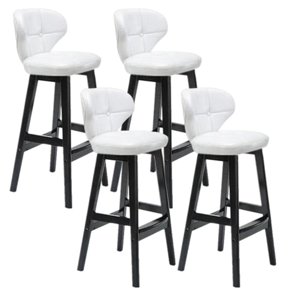 Modern Armless Backrest Counter Stool Wood Study Bar Stool with Leather Cushion and Pedal White Black 4 Piece Set Clearhalo 'Bar Furniture' 'Bar Stools' 'bar_stools' 'furn' 'furn_bar_stools' 'furniture_bar_stools' 'Kitchen & Dining Furniture' 'kitchen&dining_furn' 'kitchen' 'kitchen_furn' Furniture' 4544566