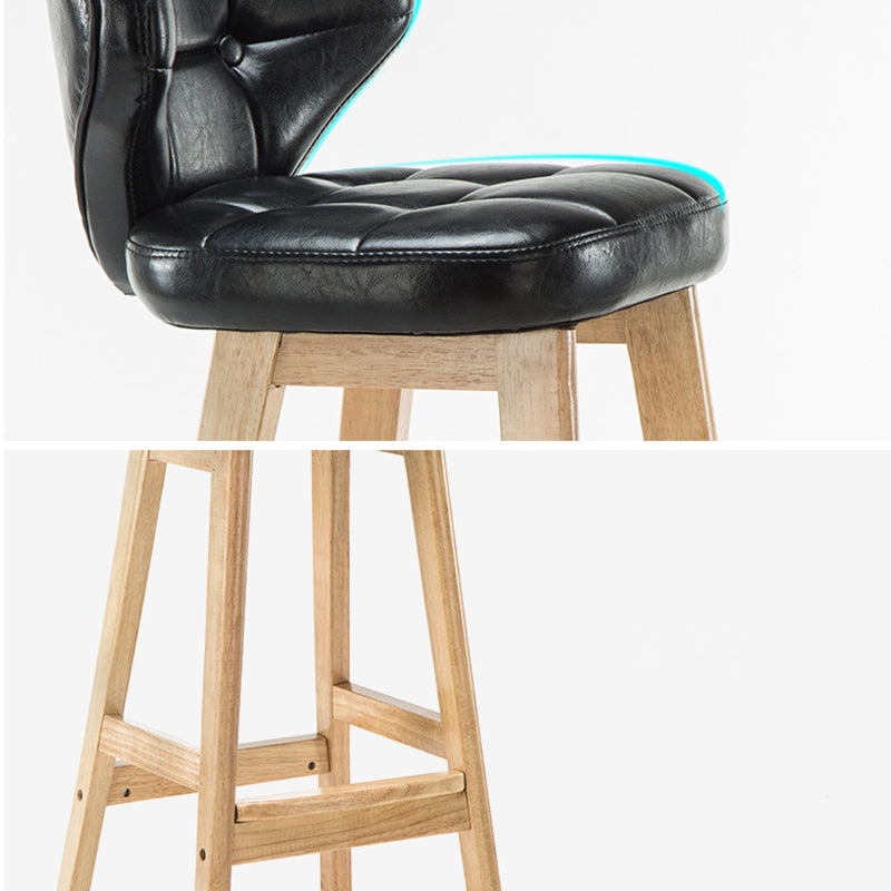 Modern Armless Backrest Counter Stool Wood Study Bar Stool with Leather Cushion and Pedal Clearhalo 'Bar Furniture' 'Bar Stools' 'bar_stools' 'furn' 'furn_bar_stools' 'furniture_bar_stools' 'Kitchen & Dining Furniture' 'kitchen&dining_furn' 'kitchen' 'kitchen_furn' Furniture' 4544567