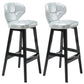Modern Armless Backrest Counter Stool Wood Study Bar Stool with Leather Cushion and Pedal Silver Gray Black 2 Piece Set Clearhalo 'Bar Furniture' 'Bar Stools' 'bar_stools' 'furn' 'furn_bar_stools' 'furniture_bar_stools' 'Kitchen & Dining Furniture' 'kitchen&dining_furn' 'kitchen' 'kitchen_furn' Furniture' 4544570