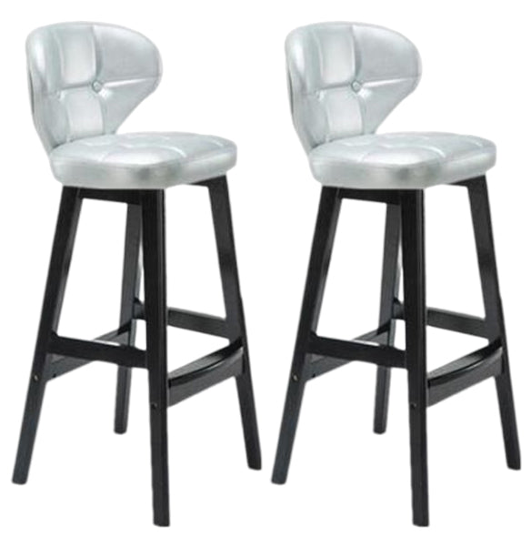 Modern Armless Backrest Counter Stool Wood Study Bar Stool with Leather Cushion and Pedal Silver Gray Black 2 Piece Set Clearhalo 'Bar Furniture' 'Bar Stools' 'bar_stools' 'furn' 'furn_bar_stools' 'furniture_bar_stools' 'Kitchen & Dining Furniture' 'kitchen&dining_furn' 'kitchen' 'kitchen_furn' Furniture' 4544570