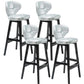 Modern Armless Backrest Counter Stool Wood Study Bar Stool with Leather Cushion and Pedal Gold Black 4 Piece Set Clearhalo 'Bar Furniture' 'Bar Stools' 'bar_stools' 'furn' 'furn_bar_stools' 'furniture_bar_stools' 'Kitchen & Dining Furniture' 'kitchen&dining_furn' 'kitchen' 'kitchen_furn' Furniture' 4544571