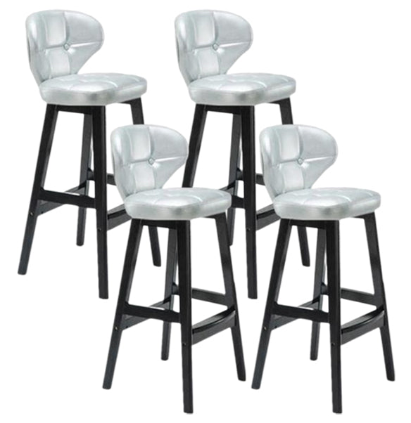 Modern Armless Backrest Counter Stool Wood Study Bar Stool with Leather Cushion and Pedal Gold Black 4 Piece Set Clearhalo 'Bar Furniture' 'Bar Stools' 'bar_stools' 'furn' 'furn_bar_stools' 'furniture_bar_stools' 'Kitchen & Dining Furniture' 'kitchen&dining_furn' 'kitchen' 'kitchen_furn' Furniture' 4544571