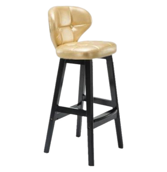 Modern Armless Backrest Counter Stool Wood Study Bar Stool with Leather Cushion and Pedal Gold Black 1 Piece Clearhalo 'Bar Furniture' 'Bar Stools' 'bar_stools' 'furn' 'furn_bar_stools' 'furniture_bar_stools' 'Kitchen & Dining Furniture' 'kitchen&dining_furn' 'kitchen' 'kitchen_furn' Furniture' 4544573