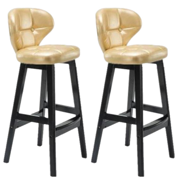 Modern Armless Backrest Counter Stool Wood Study Bar Stool with Leather Cushion and Pedal Gold Black 2 Piece Set Clearhalo 'Bar Furniture' 'Bar Stools' 'bar_stools' 'furn' 'furn_bar_stools' 'furniture_bar_stools' 'Kitchen & Dining Furniture' 'kitchen&dining_furn' 'kitchen' 'kitchen_furn' Furniture' 4544574