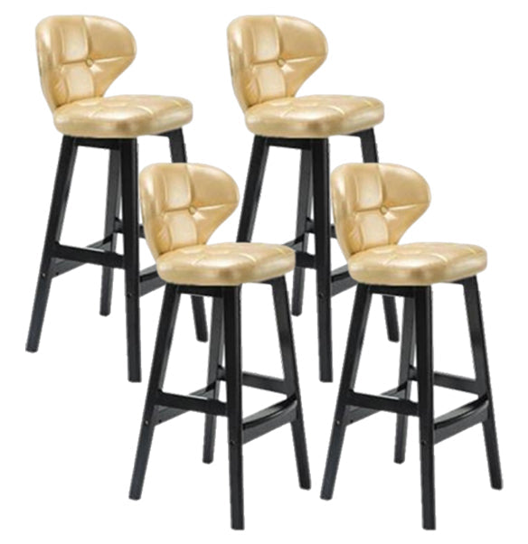 Modern Armless Backrest Counter Stool Wood Study Bar Stool with Leather Cushion and Pedal Silver Gray Black 4 Piece Set Clearhalo 'Bar Furniture' 'Bar Stools' 'bar_stools' 'furn' 'furn_bar_stools' 'furniture_bar_stools' 'Kitchen & Dining Furniture' 'kitchen&dining_furn' 'kitchen' 'kitchen_furn' Furniture' 4544575