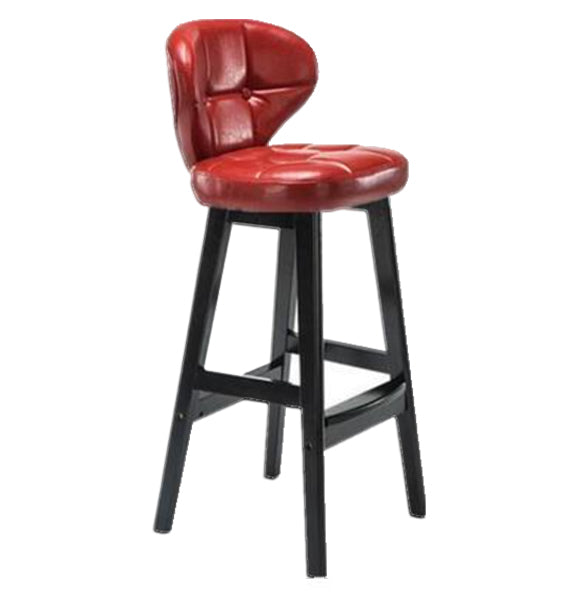 Modern Armless Backrest Counter Stool Wood Study Bar Stool with Leather Cushion and Pedal Red Black 1 Piece Clearhalo 'Bar Furniture' 'Bar Stools' 'bar_stools' 'furn' 'furn_bar_stools' 'furniture_bar_stools' 'Kitchen & Dining Furniture' 'kitchen&dining_furn' 'kitchen' 'kitchen_furn' Furniture' 4544576