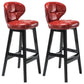 Modern Armless Backrest Counter Stool Wood Study Bar Stool with Leather Cushion and Pedal Red Black 2 Piece Set Clearhalo 'Bar Furniture' 'Bar Stools' 'bar_stools' 'furn' 'furn_bar_stools' 'furniture_bar_stools' 'Kitchen & Dining Furniture' 'kitchen&dining_furn' 'kitchen' 'kitchen_furn' Furniture' 4544577