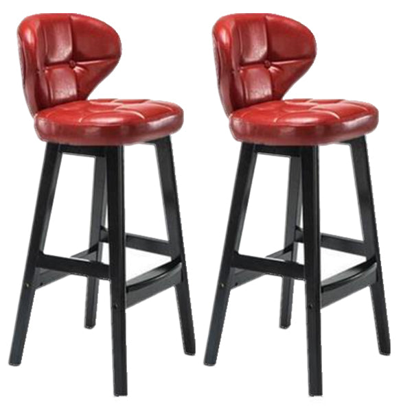 Modern Armless Backrest Counter Stool Wood Study Bar Stool with Leather Cushion and Pedal Red Black 2 Piece Set Clearhalo 'Bar Furniture' 'Bar Stools' 'bar_stools' 'furn' 'furn_bar_stools' 'furniture_bar_stools' 'Kitchen & Dining Furniture' 'kitchen&dining_furn' 'kitchen' 'kitchen_furn' Furniture' 4544577