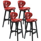 Modern Armless Backrest Counter Stool Wood Study Bar Stool with Leather Cushion and Pedal Red Black 4 Piece Set Clearhalo 'Bar Furniture' 'Bar Stools' 'bar_stools' 'furn' 'furn_bar_stools' 'furniture_bar_stools' 'Kitchen & Dining Furniture' 'kitchen&dining_furn' 'kitchen' 'kitchen_furn' Furniture' 4544578