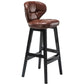 Modern Armless Backrest Counter Stool Wood Study Bar Stool with Leather Cushion and Pedal Brown Black 1 Piece Clearhalo 'Bar Furniture' 'Bar Stools' 'bar_stools' 'furn' 'furn_bar_stools' 'furniture_bar_stools' 'Kitchen & Dining Furniture' 'kitchen&dining_furn' 'kitchen' 'kitchen_furn' Furniture' 4544579