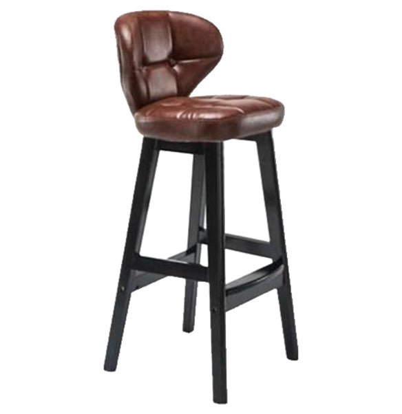 Modern Armless Backrest Counter Stool Wood Study Bar Stool with Leather Cushion and Pedal Brown Black 1 Piece Clearhalo 'Bar Furniture' 'Bar Stools' 'bar_stools' 'furn' 'furn_bar_stools' 'furniture_bar_stools' 'Kitchen & Dining Furniture' 'kitchen&dining_furn' 'kitchen' 'kitchen_furn' Furniture' 4544579