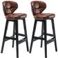 Modern Armless Backrest Counter Stool Wood Study Bar Stool with Leather Cushion and Pedal Brown Black 2 Piece Set Clearhalo 'Bar Furniture' 'Bar Stools' 'bar_stools' 'furn' 'furn_bar_stools' 'furniture_bar_stools' 'Kitchen & Dining Furniture' 'kitchen&dining_furn' 'kitchen' 'kitchen_furn' Furniture' 4544580
