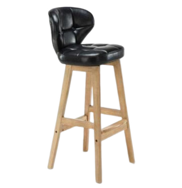 Modern Armless Backrest Counter Stool Wood Study Bar Stool with Leather Cushion and Pedal Black Natural 1 Piece Clearhalo 'Bar Furniture' 'Bar Stools' 'bar_stools' 'furn' 'furn_bar_stools' 'furniture_bar_stools' 'Kitchen & Dining Furniture' 'kitchen&dining_furn' 'kitchen' 'kitchen_furn' Furniture' 4544582