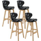 Modern Armless Backrest Counter Stool Wood Study Bar Stool with Leather Cushion and Pedal Black Natural 4 Piece Set Clearhalo 'Bar Furniture' 'Bar Stools' 'bar_stools' 'furn' 'furn_bar_stools' 'furniture_bar_stools' 'Kitchen & Dining Furniture' 'kitchen&dining_furn' 'kitchen' 'kitchen_furn' Furniture' 4544584