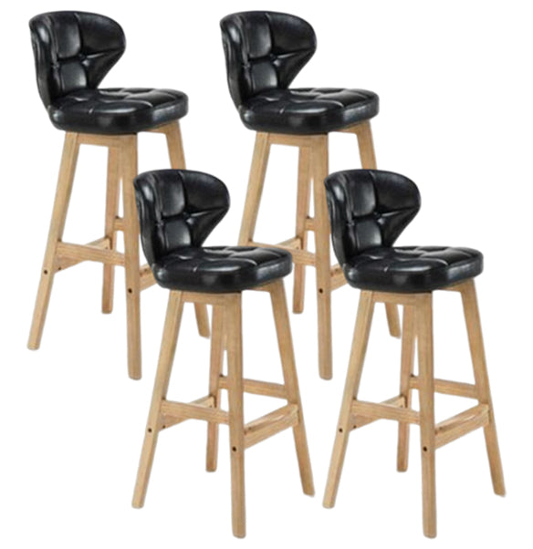 Modern Armless Backrest Counter Stool Wood Study Bar Stool with Leather Cushion and Pedal Black Natural 4 Piece Set Clearhalo 'Bar Furniture' 'Bar Stools' 'bar_stools' 'furn' 'furn_bar_stools' 'furniture_bar_stools' 'Kitchen & Dining Furniture' 'kitchen&dining_furn' 'kitchen' 'kitchen_furn' Furniture' 4544584