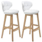 Modern Armless Backrest Counter Stool Wood Study Bar Stool with Leather Cushion and Pedal White Natural 2 Piece Set Clearhalo 'Bar Furniture' 'Bar Stools' 'bar_stools' 'furn' 'furn_bar_stools' 'furniture_bar_stools' 'Kitchen & Dining Furniture' 'kitchen&dining_furn' 'kitchen' 'kitchen_furn' Furniture' 4544586