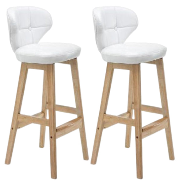 Modern Armless Backrest Counter Stool Wood Study Bar Stool with Leather Cushion and Pedal White Natural 2 Piece Set Clearhalo 'Bar Furniture' 'Bar Stools' 'bar_stools' 'furn' 'furn_bar_stools' 'furniture_bar_stools' 'Kitchen & Dining Furniture' 'kitchen&dining_furn' 'kitchen' 'kitchen_furn' Furniture' 4544586