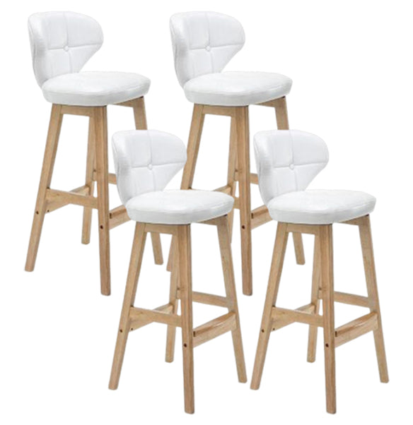 Modern Armless Backrest Counter Stool Wood Study Bar Stool with Leather Cushion and Pedal White Natural 4 Piece Set Clearhalo 'Bar Furniture' 'Bar Stools' 'bar_stools' 'furn' 'furn_bar_stools' 'furniture_bar_stools' 'Kitchen & Dining Furniture' 'kitchen&dining_furn' 'kitchen' 'kitchen_furn' Furniture' 4544587