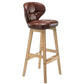 Modern Armless Backrest Counter Stool Wood Study Bar Stool with Leather Cushion and Pedal Brown Natural 1 Piece Clearhalo 'Bar Furniture' 'Bar Stools' 'bar_stools' 'furn' 'furn_bar_stools' 'furniture_bar_stools' 'Kitchen & Dining Furniture' 'kitchen&dining_furn' 'kitchen' 'kitchen_furn' Furniture' 4544588