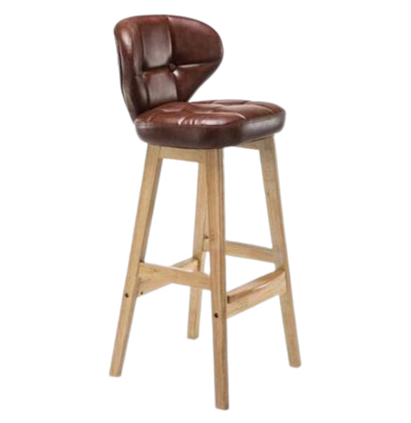Modern Armless Backrest Counter Stool Wood Study Bar Stool with Leather Cushion and Pedal Brown Natural 1 Piece Clearhalo 'Bar Furniture' 'Bar Stools' 'bar_stools' 'furn' 'furn_bar_stools' 'furniture_bar_stools' 'Kitchen & Dining Furniture' 'kitchen&dining_furn' 'kitchen' 'kitchen_furn' Furniture' 4544588