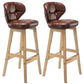 Modern Armless Backrest Counter Stool Wood Study Bar Stool with Leather Cushion and Pedal Brown Natural 2 Piece Set Clearhalo 'Bar Furniture' 'Bar Stools' 'bar_stools' 'furn' 'furn_bar_stools' 'furniture_bar_stools' 'Kitchen & Dining Furniture' 'kitchen&dining_furn' 'kitchen' 'kitchen_furn' Furniture' 4544589