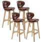 Modern Armless Backrest Counter Stool Wood Study Bar Stool with Leather Cushion and Pedal Brown Natural 4 Piece Set Clearhalo 'Bar Furniture' 'Bar Stools' 'bar_stools' 'furn' 'furn_bar_stools' 'furniture_bar_stools' 'Kitchen & Dining Furniture' 'kitchen&dining_furn' 'kitchen' 'kitchen_furn' Furniture' 4544590