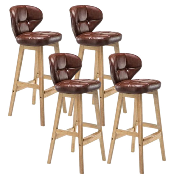 Modern Armless Backrest Counter Stool Wood Study Bar Stool with Leather Cushion and Pedal Brown Natural 4 Piece Set Clearhalo 'Bar Furniture' 'Bar Stools' 'bar_stools' 'furn' 'furn_bar_stools' 'furniture_bar_stools' 'Kitchen & Dining Furniture' 'kitchen&dining_furn' 'kitchen' 'kitchen_furn' Furniture' 4544590